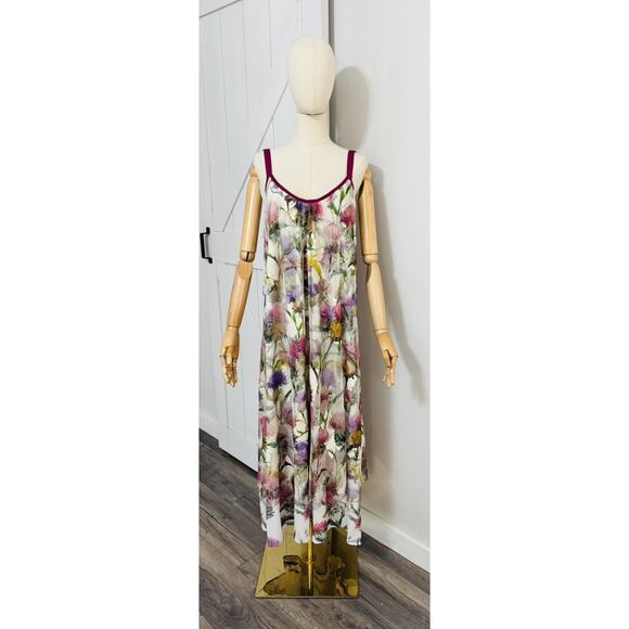 Aratta Silent Journey Women’s Size M Mesh Overlay Maxi Dress Floral Pockets - Picture 1 of 7